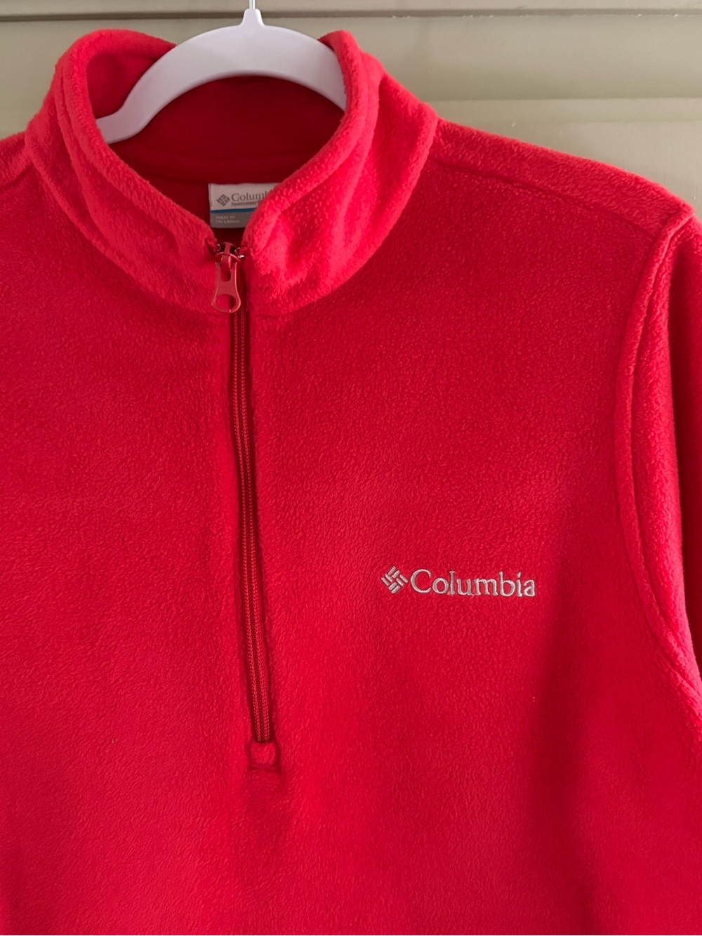 COLUMBIA Men's True Red 1/4 Zip Fleece Pullover Sweater Size Medium